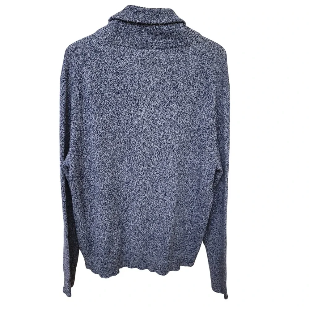 J Crew Lambswool Shawl Collar Knit Sweater Speckled Blue Mens‎ XXL Button Neck